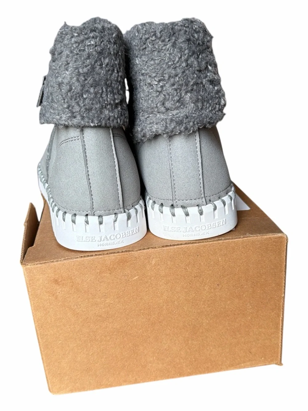 Ilse Jacobsen Women’s Warm Lined Ankle Boots - Gray Faux Fur, Sz 40 9.5/10